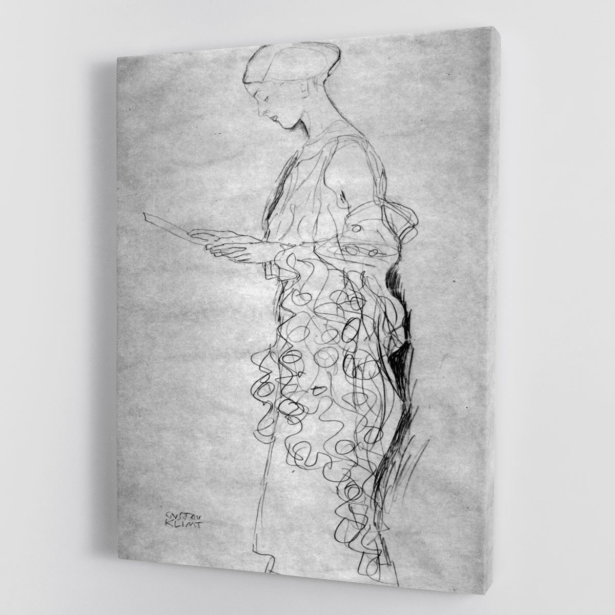 Lesendes girl in profile by Klimt Canvas Print or Poster