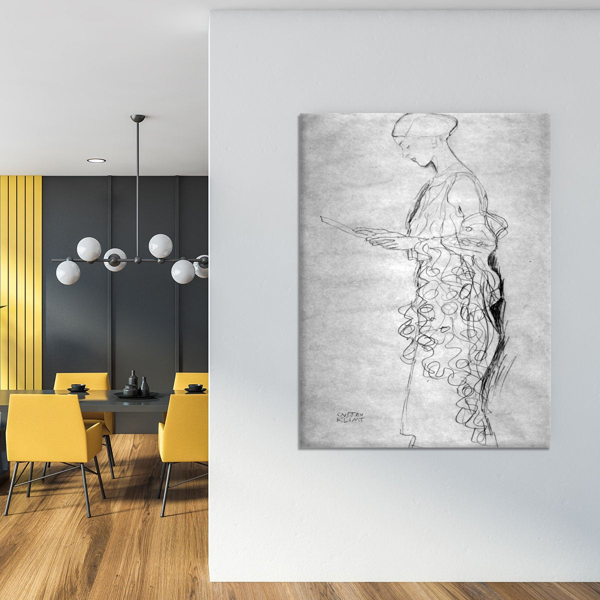Lesendes girl in profile by Klimt Canvas Print or Poster