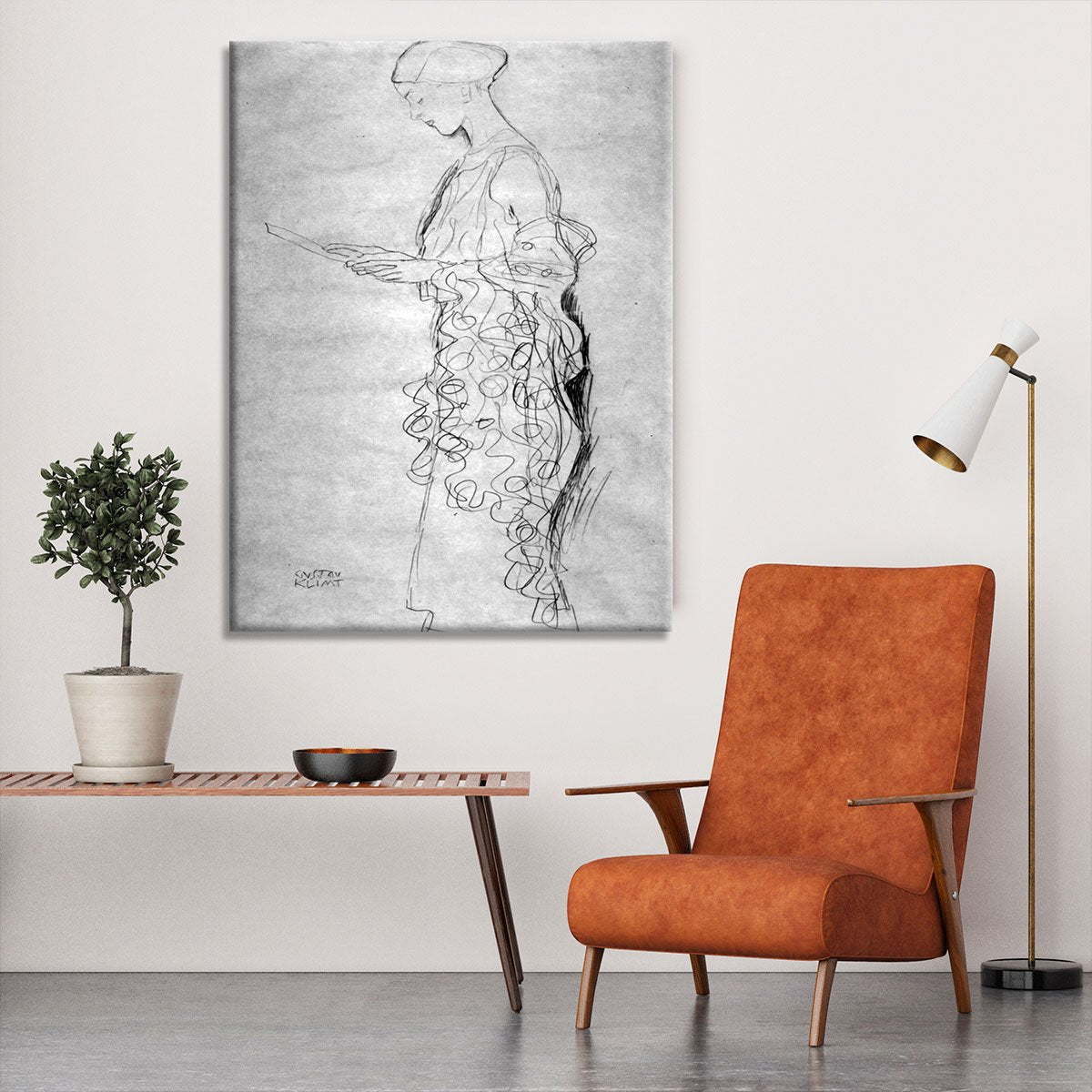 Lesendes girl in profile by Klimt Canvas Print or Poster