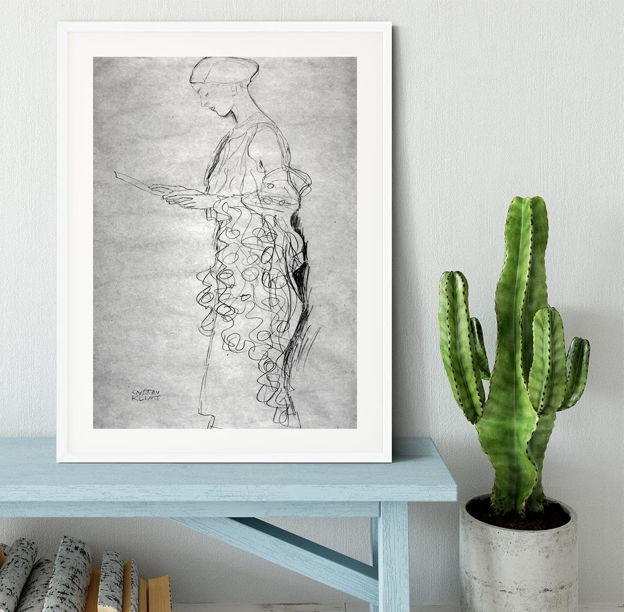 Lesendes girl in profile by Klimt Framed Print - Canvas Art Rocks - 5