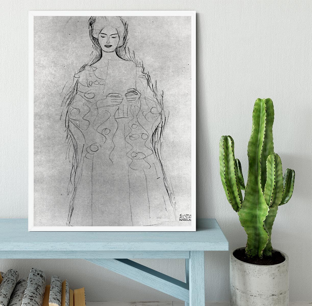 Lesendes girls II by Klimt Framed Print - Canvas Art Rocks -6