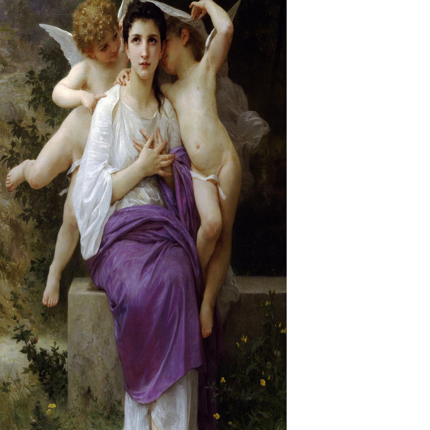 Leveil du coeur By Bouguereau Floating Framed Canvas