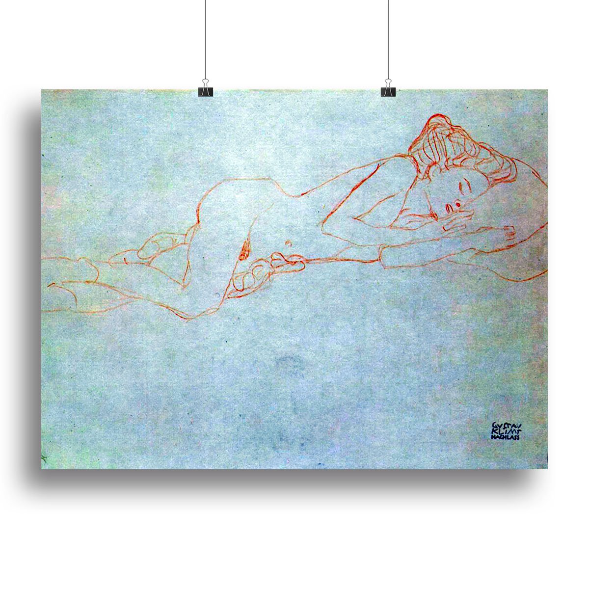Liegender female nude by Klimt Canvas Print or Poster