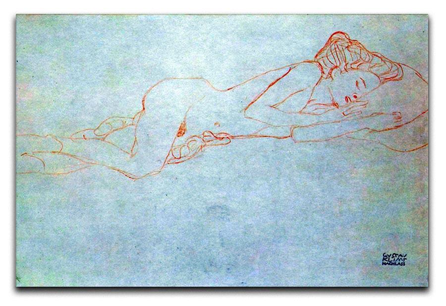 Liegender female nude by Klimt Canvas Print or Poster  - Canvas Art Rocks - 1