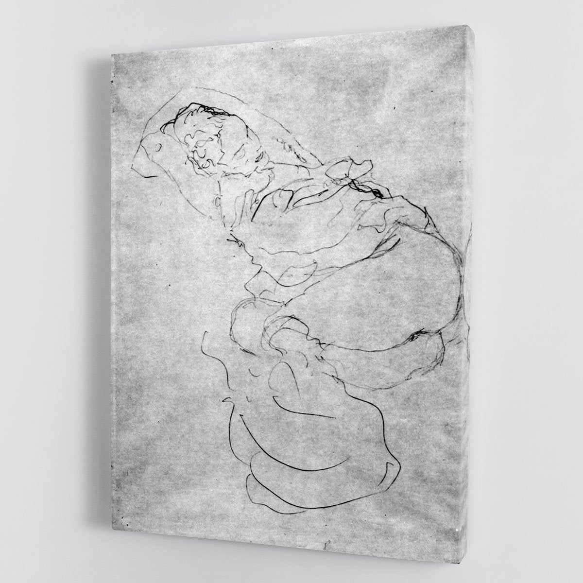 Liegender female over the head with entangled arms by Klimt Canvas Print or Poster