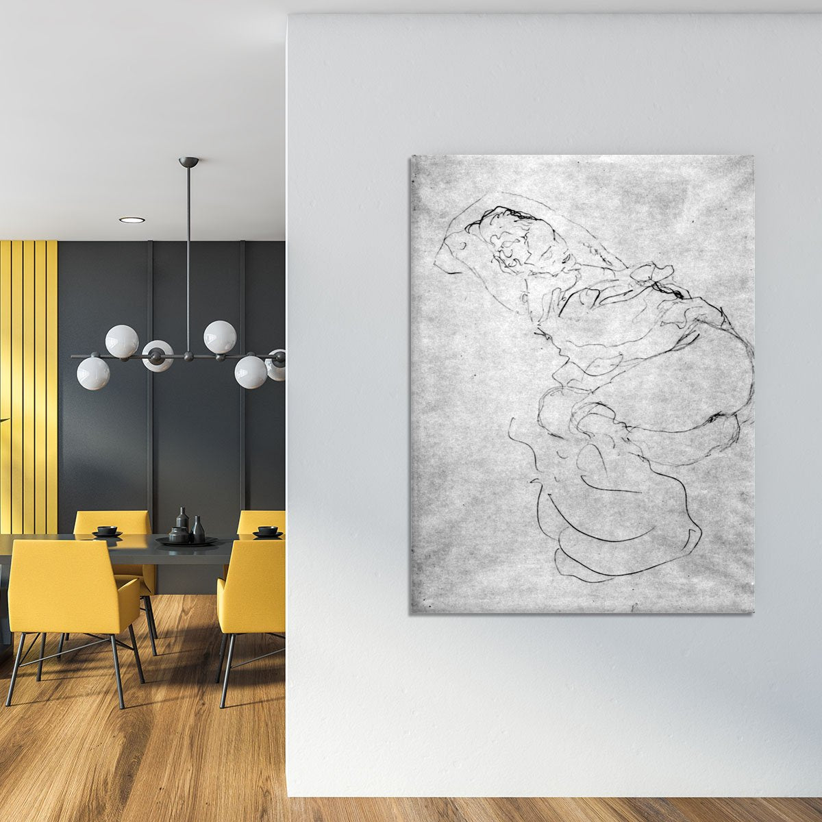 Liegender female over the head with entangled arms by Klimt Canvas Print or Poster