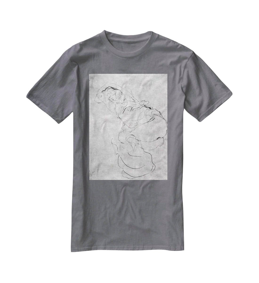 Liegender female over the head with entangled arms by Klimt T-Shirt - Canvas Art Rocks - 3