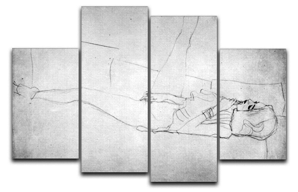 Liegender female with right leg by Klimt 4 Split Panel Canvas  - Canvas Art Rocks - 1