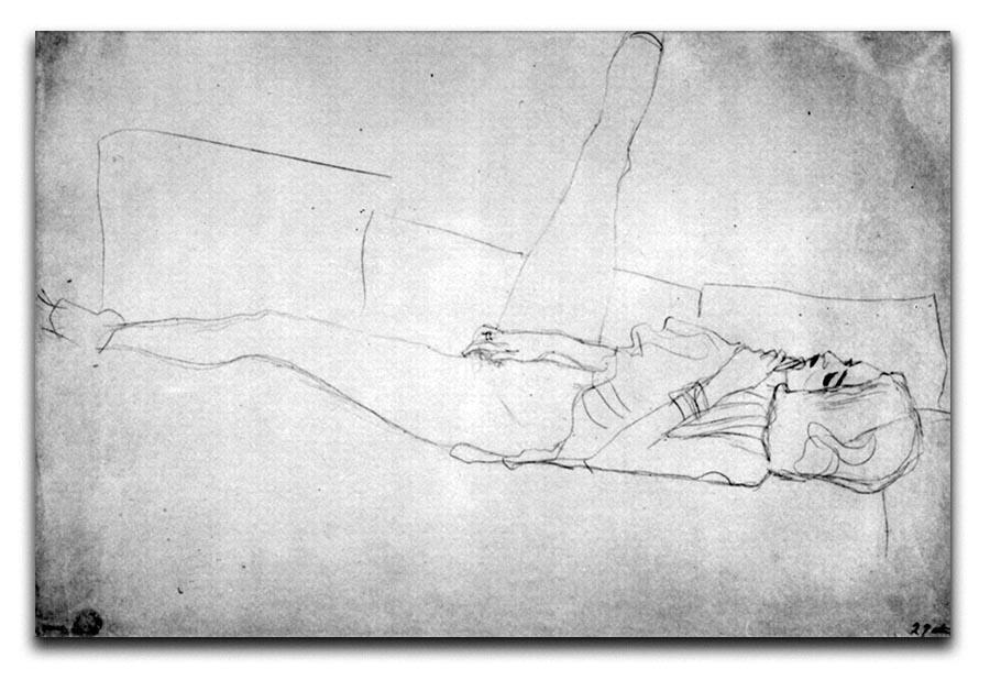 Liegender female with right leg by Klimt Canvas Print or Poster  - Canvas Art Rocks - 1