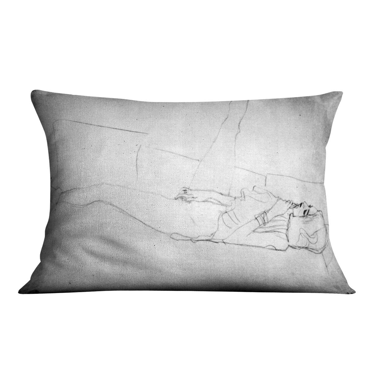Liegender female with right leg by Klimt Throw Pillow