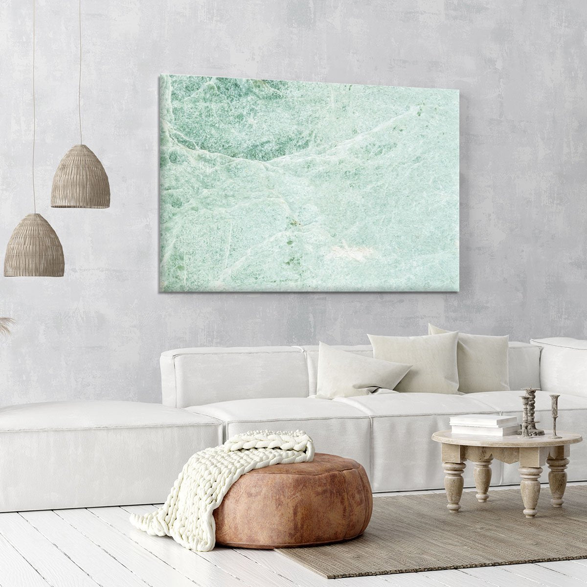 Light Green Cracked Marble Canvas Print or Poster