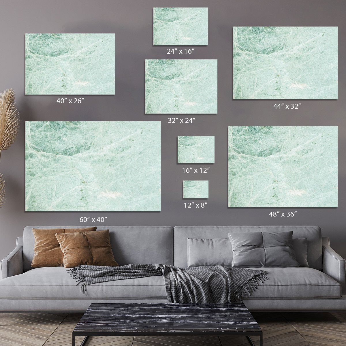 Light Green Cracked Marble Canvas Print or Poster