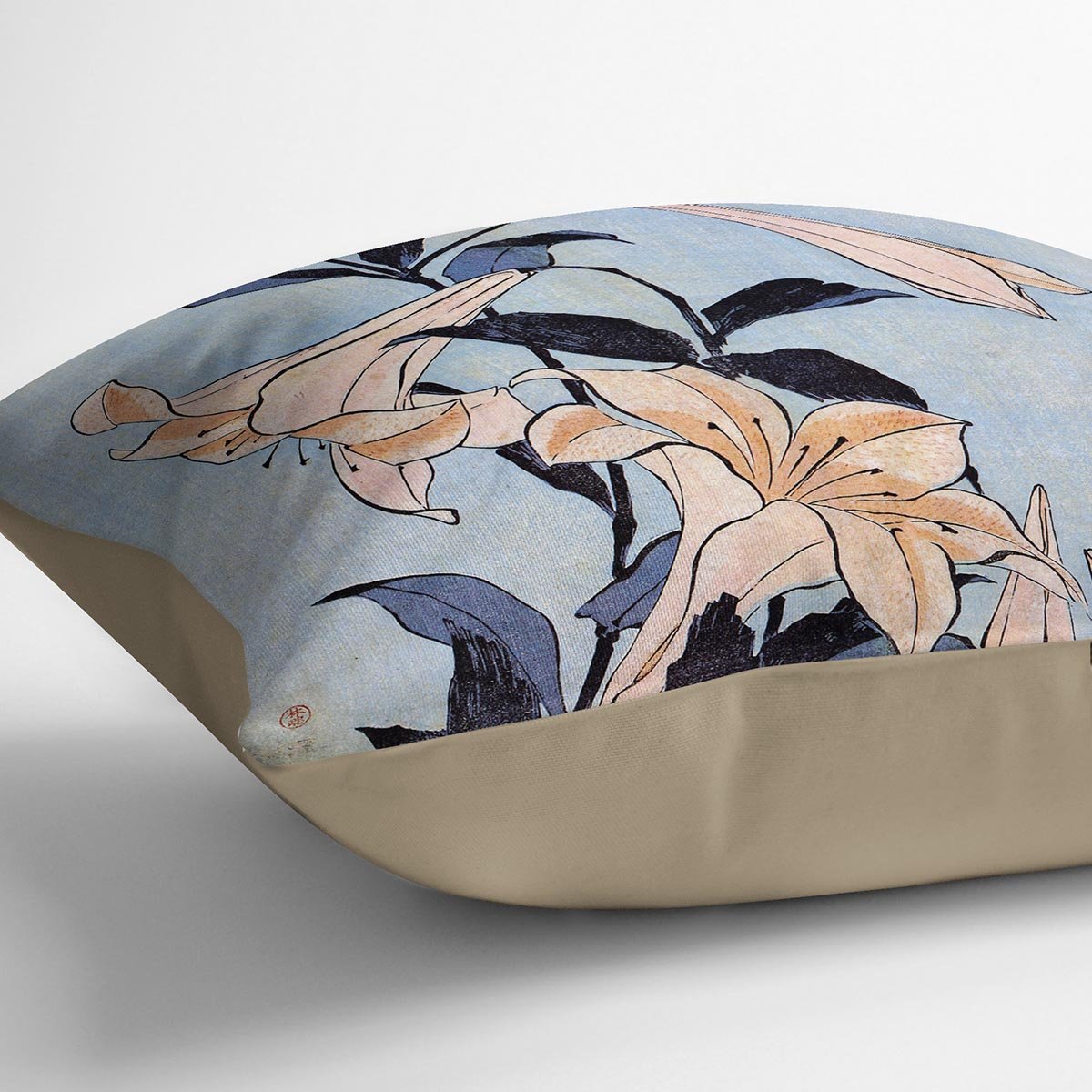 Lilies by Hokusai Throw Pillow