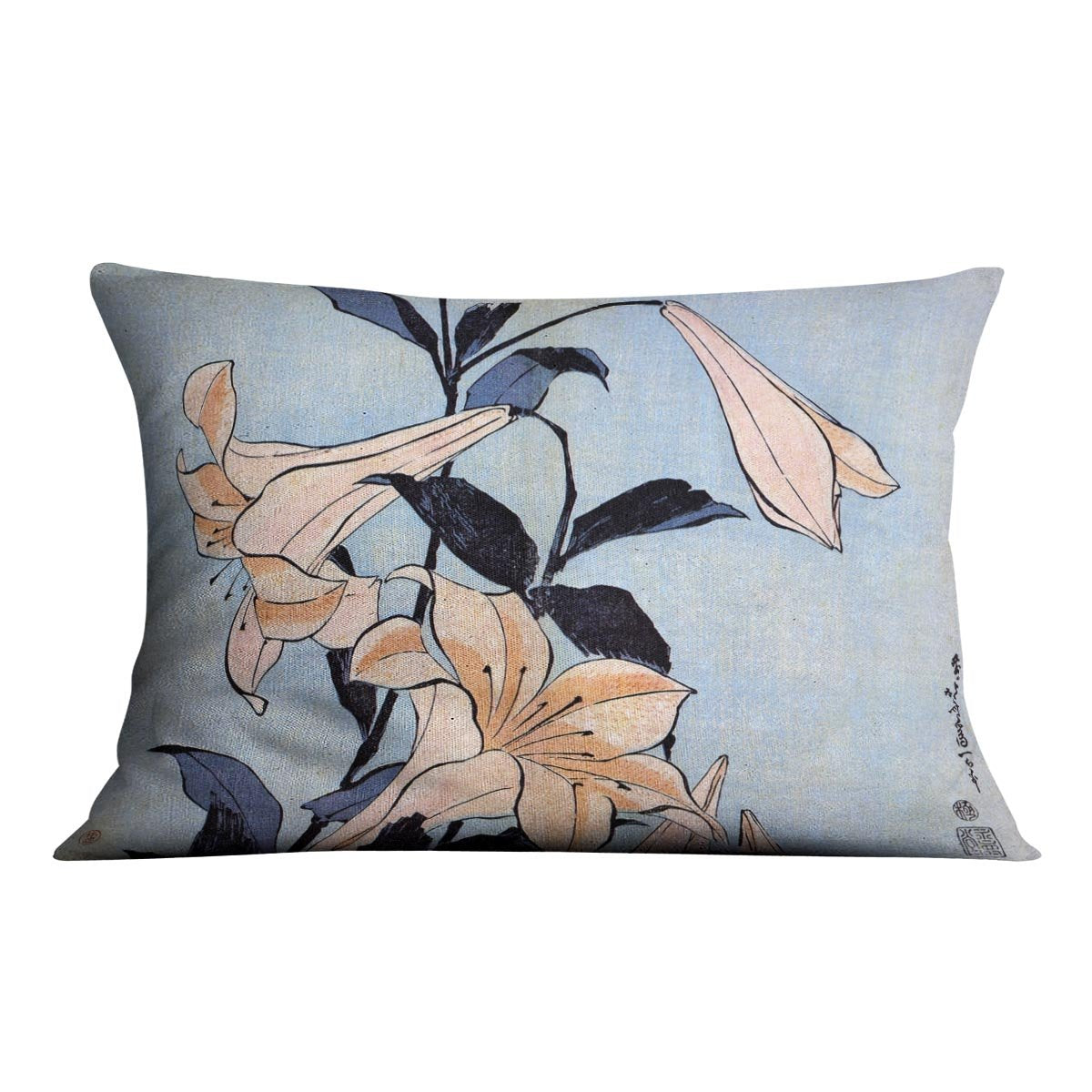 Lilies by Hokusai Throw Pillow