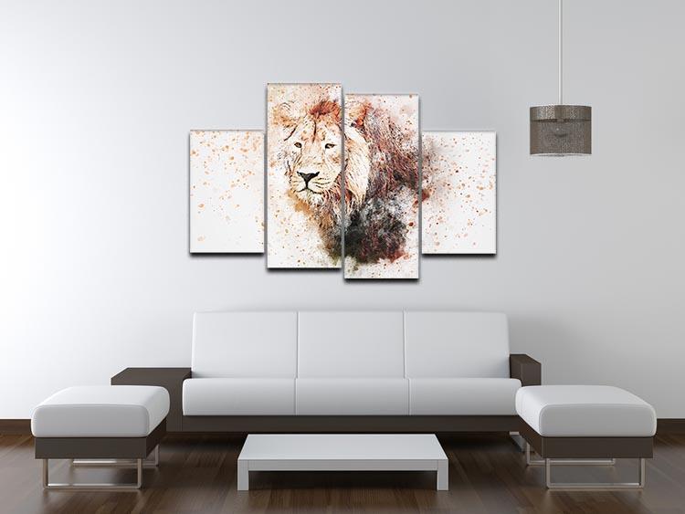 Lion Splatter 4 Split Panel Canvas - Canvas Art Rocks - 3