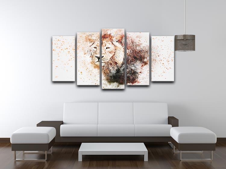 Lion Splatter 5 Split Panel Canvas - Canvas Art Rocks - 3
