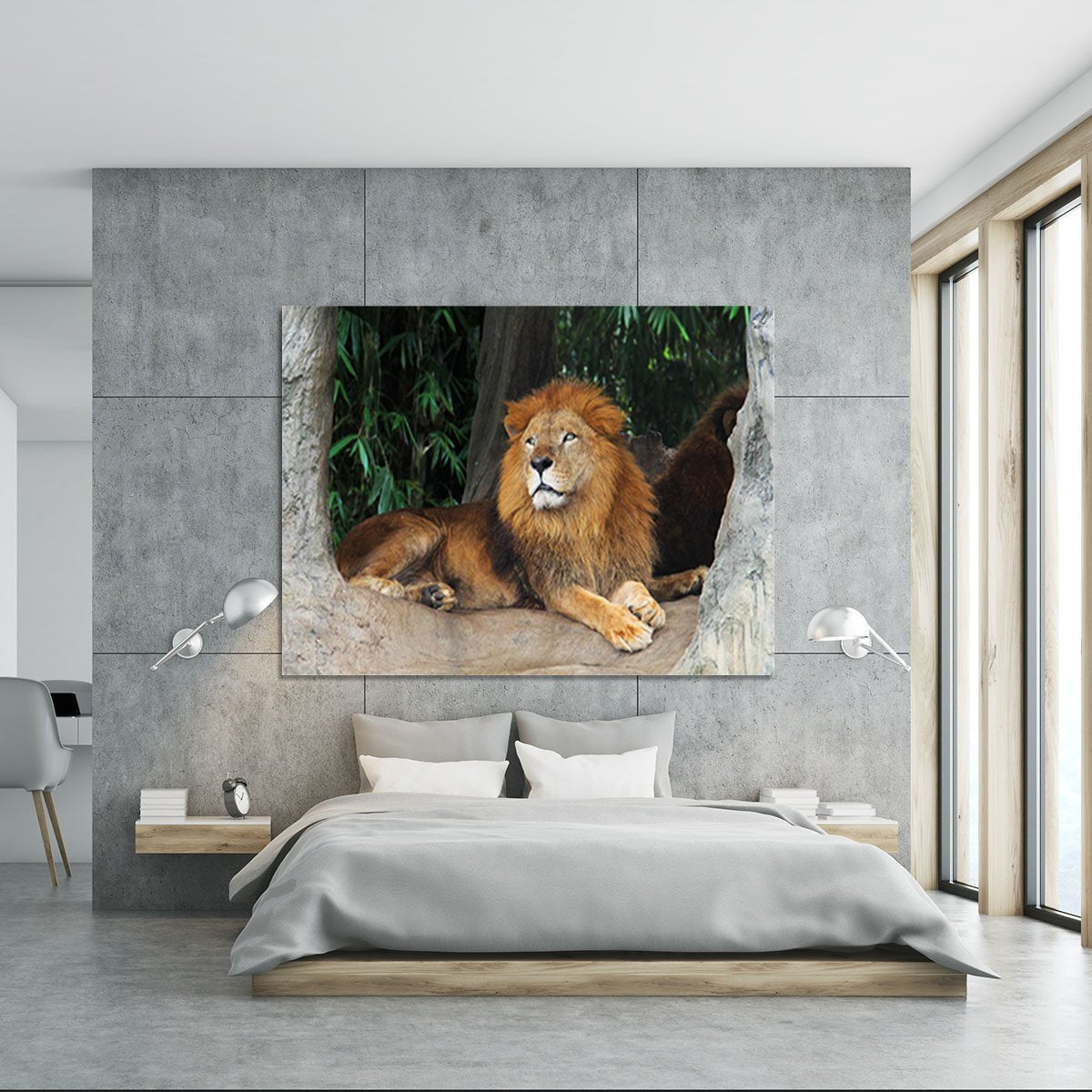 Lion resting on a tree Canvas Print or Poster