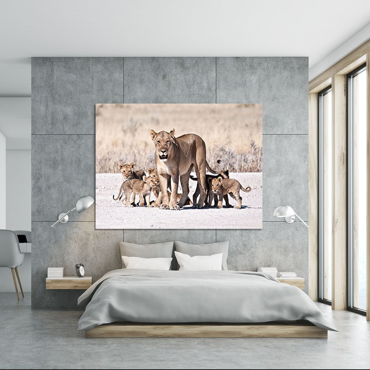 Lioness and cubs Canvas Print or Poster