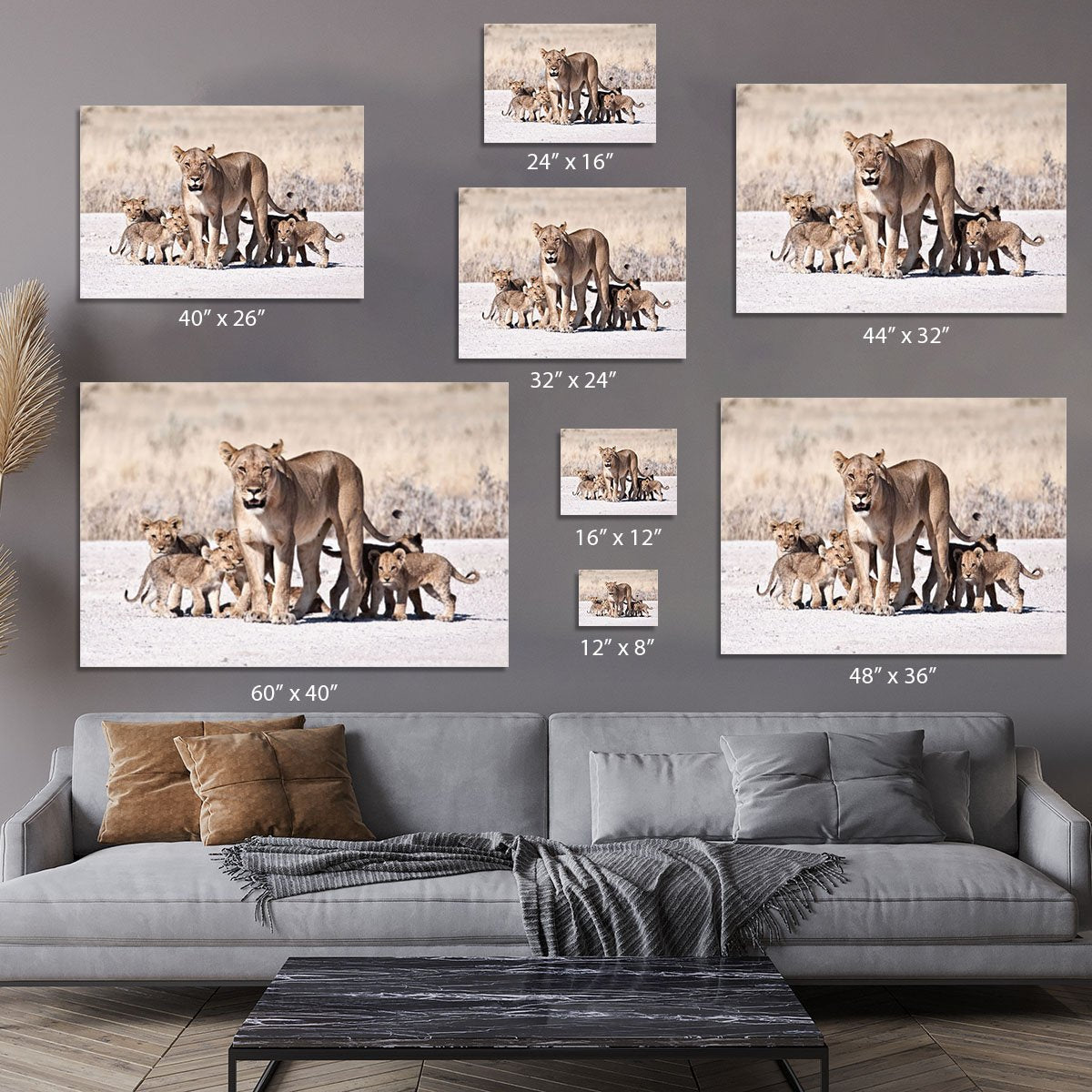 Lioness and cubs Canvas Print or Poster