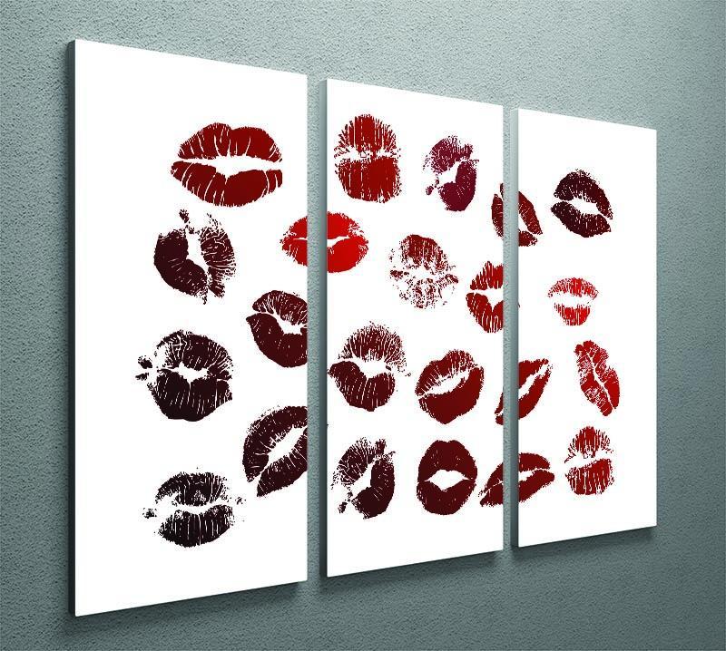Lipstick Kisses 3 Split Panel Canvas Print - Canvas Art Rocks - 2