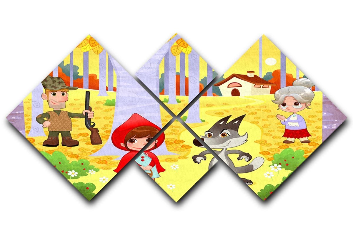 Little Red Hiding Hood scene 4 Square Multi Panel Canvas  - Canvas Art Rocks - 1