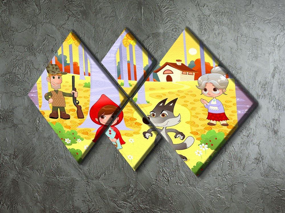 Little Red Hiding Hood scene 4 Square Multi Panel Canvas - Canvas Art Rocks - 2