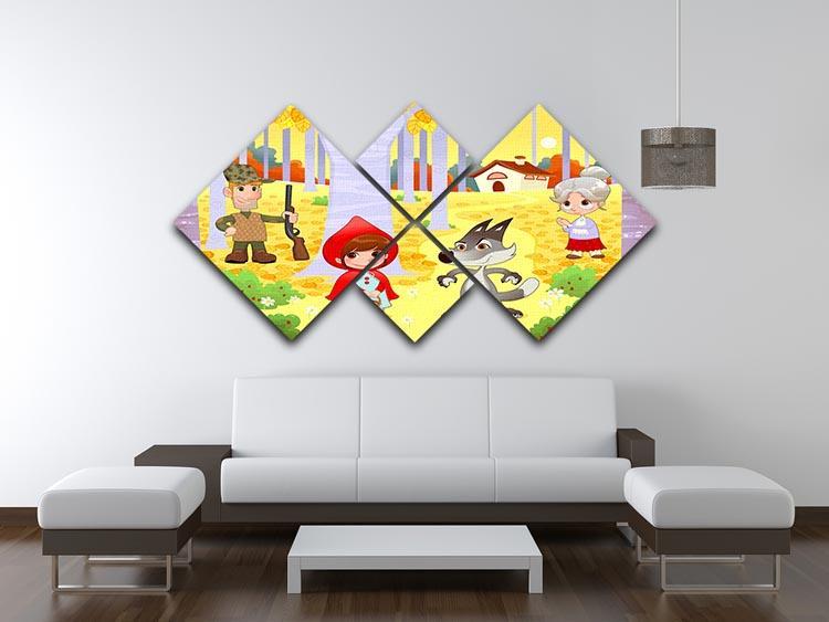 Little Red Hiding Hood scene 4 Square Multi Panel Canvas - Canvas Art Rocks - 3