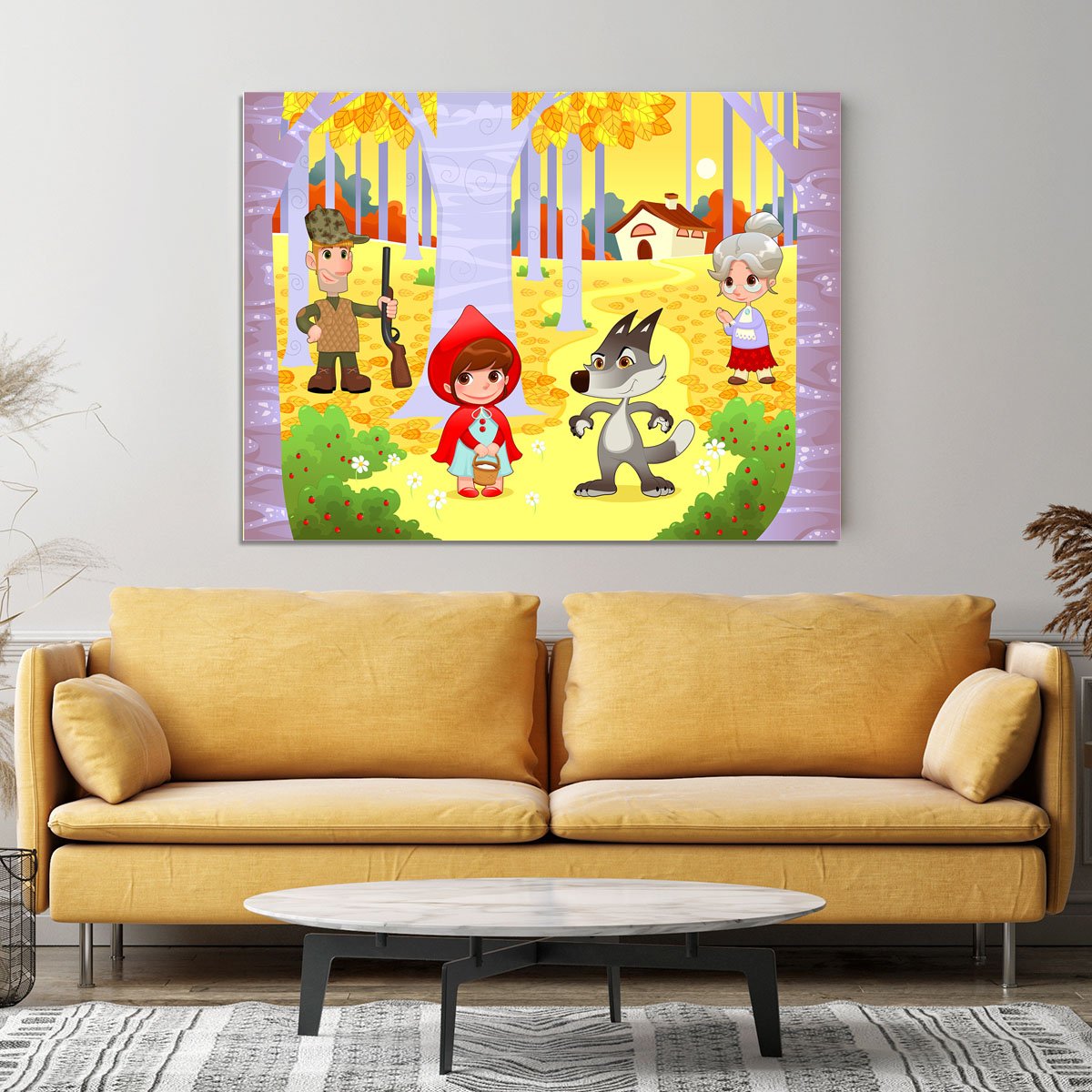 Little Red Hiding Hood scene Canvas Print or Poster