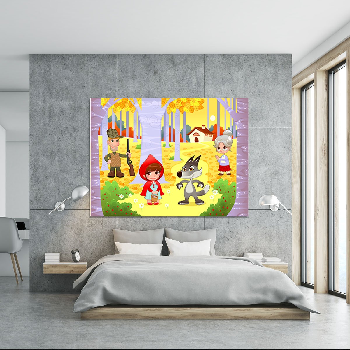 Little Red Hiding Hood scene Canvas Print or Poster