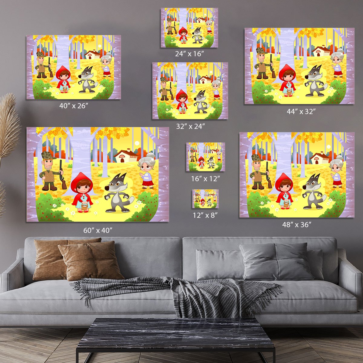Little Red Hiding Hood scene Canvas Print or Poster