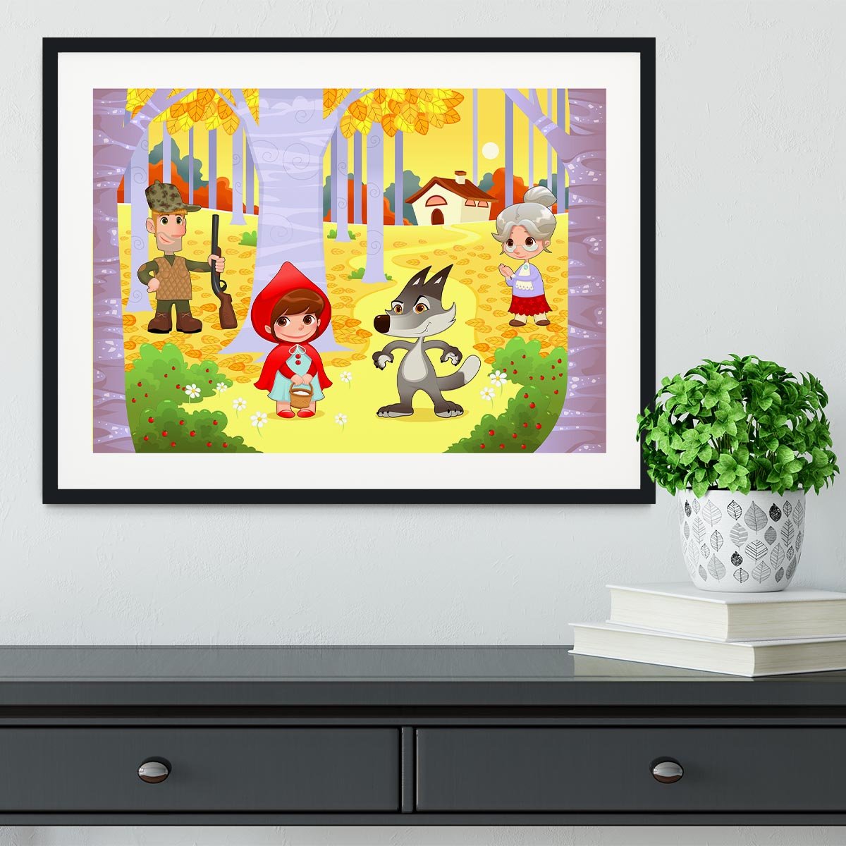 Little Red Hiding Hood scene Framed Print - Canvas Art Rocks - 1