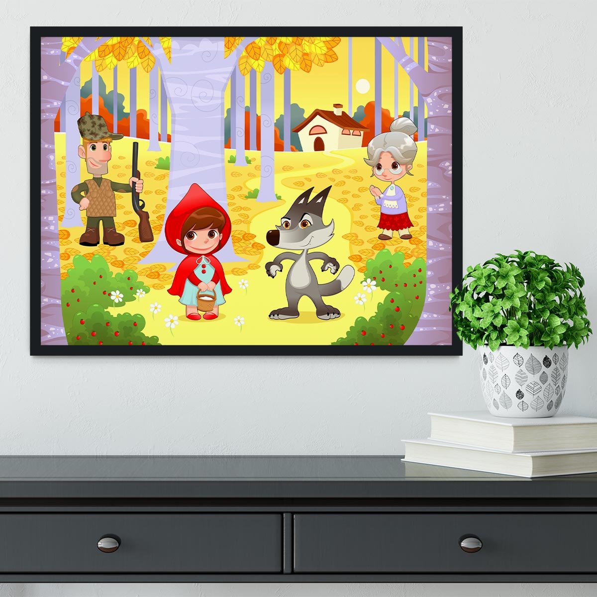 Little Red Hiding Hood scene Framed Print - Canvas Art Rocks - 2