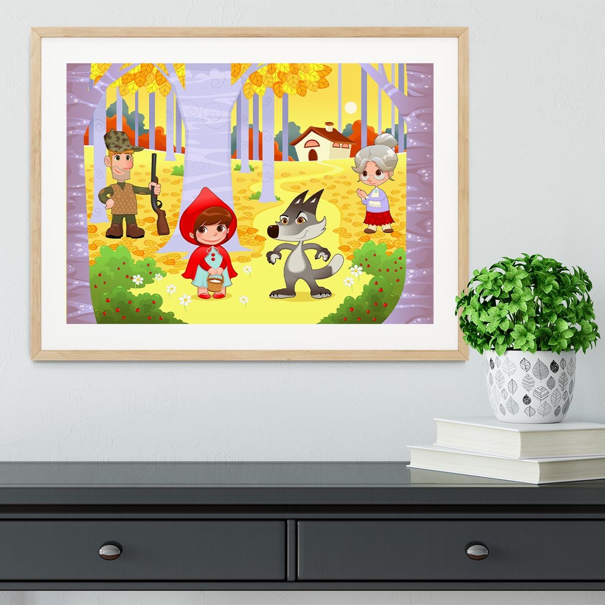 Little Red Hiding Hood scene Framed Print - Canvas Art Rocks - 3