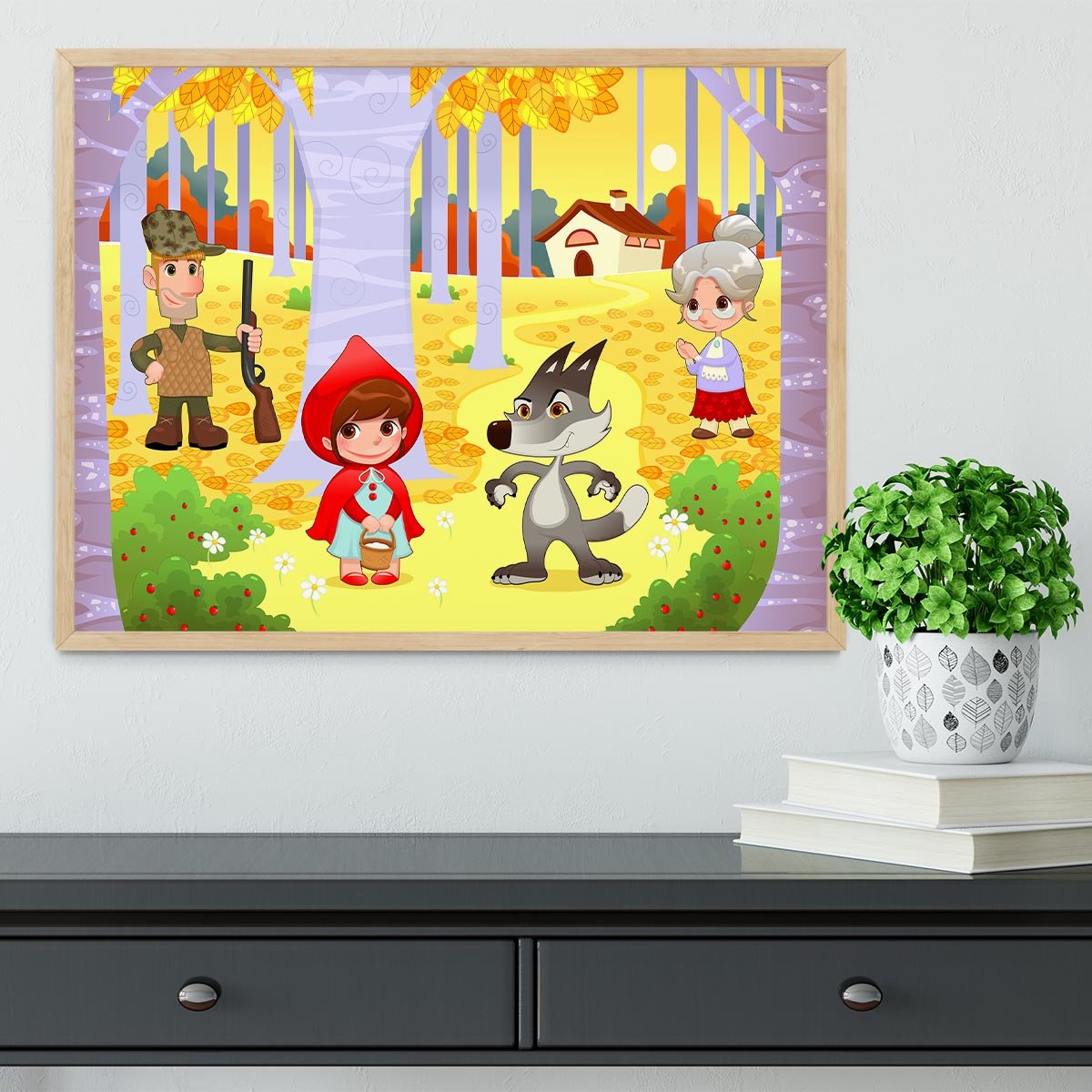 Little Red Hiding Hood scene Framed Print - Canvas Art Rocks - 4