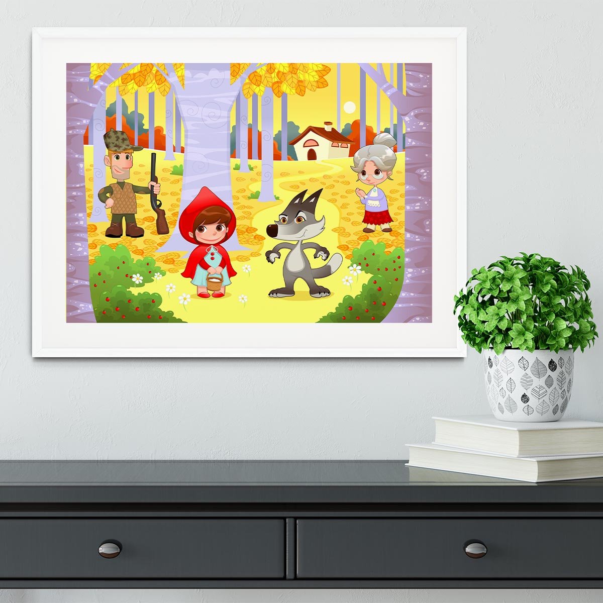 Little Red Hiding Hood scene Framed Print - Canvas Art Rocks - 5