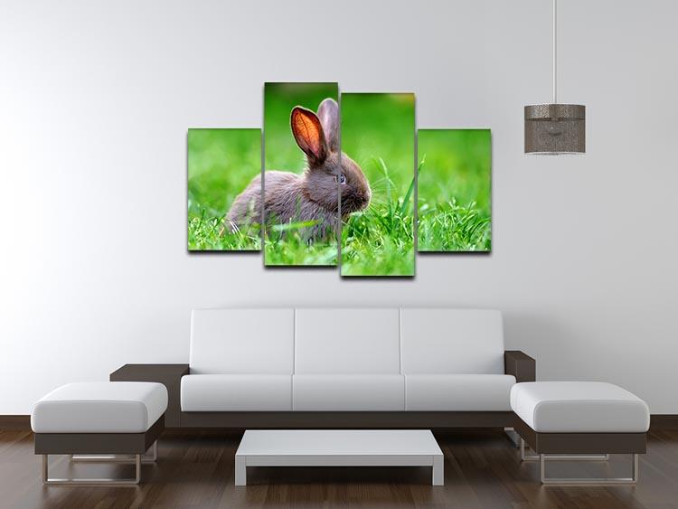 Little rabbit on green grass 4 Split Panel Canvas - Canvas Art Rocks - 3