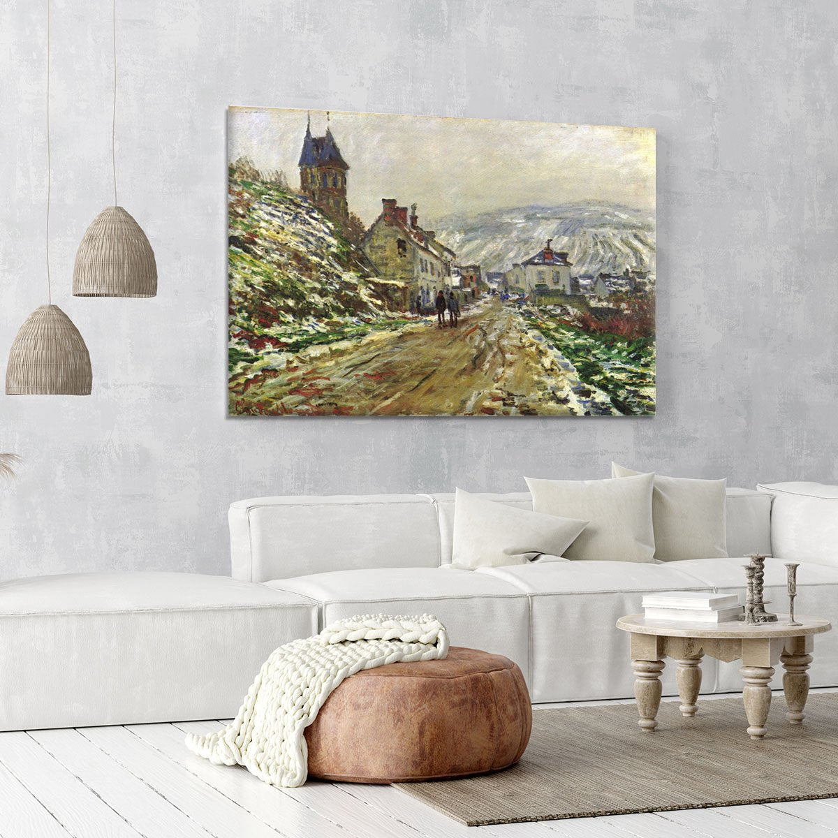 Local entrance of Vetheuil in the winter by Monet Canvas Print or Poster