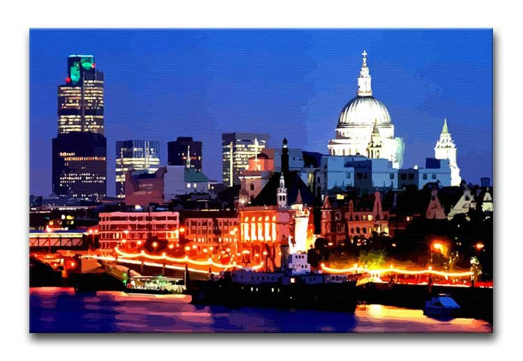 London Skyline at Night Print - Canvas Art Rocks - 1