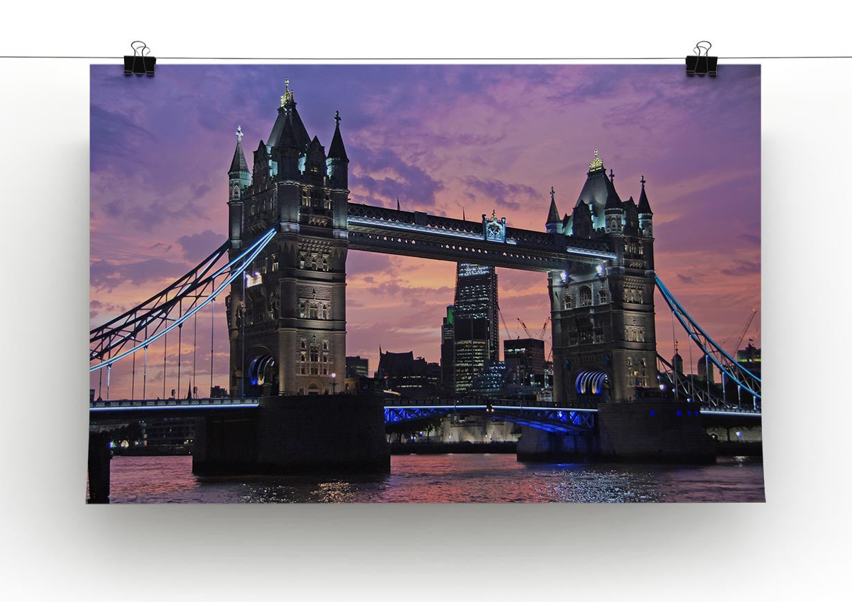 London Bridge Pink Sunset Print - Canvas Art Rocks - 2
