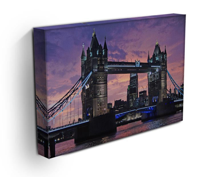 London Bridge Pink Sunset Print - Canvas Art Rocks - 3