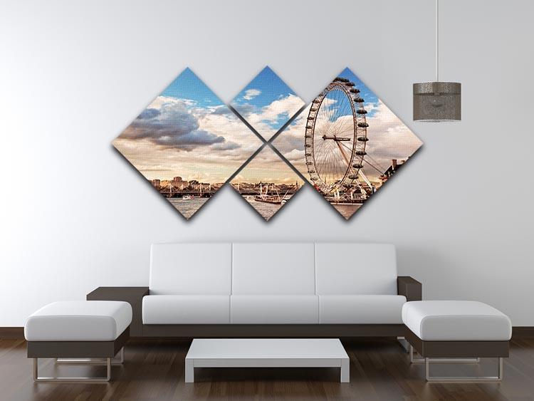 London Eye on River Thames 4 Square Multi Panel Canvas  - Canvas Art Rocks - 3