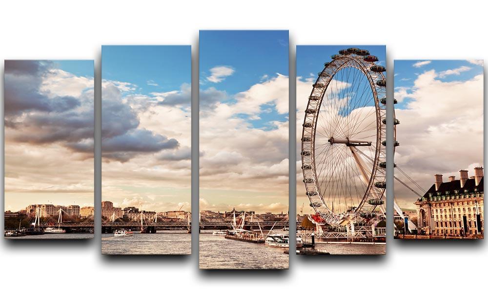 London Eye on River Thames 5 Split Panel Canvas  - Canvas Art Rocks - 1