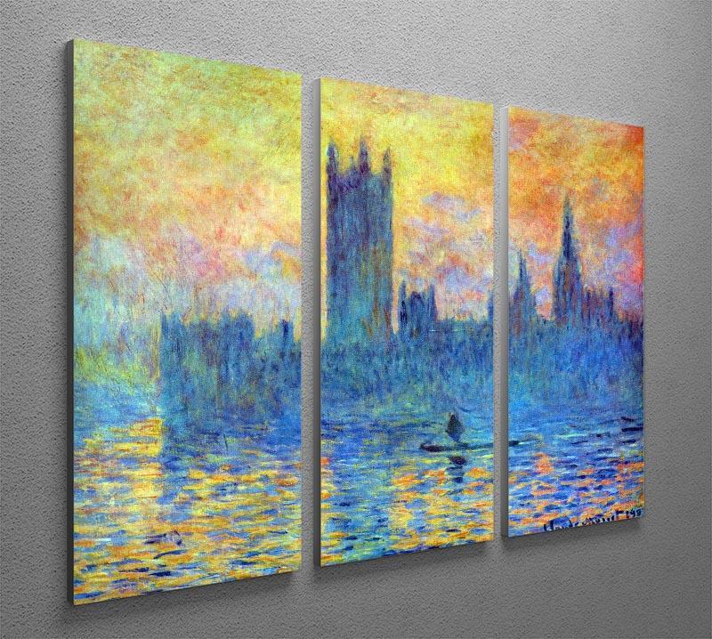 London Parliament in Winter by Monet Split Panel Canvas Print - Canvas Art Rocks - 4