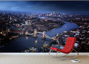 London aerial view with Tower Bridge Wall Mural Wallpaper - Canvas Art Rocks - 2