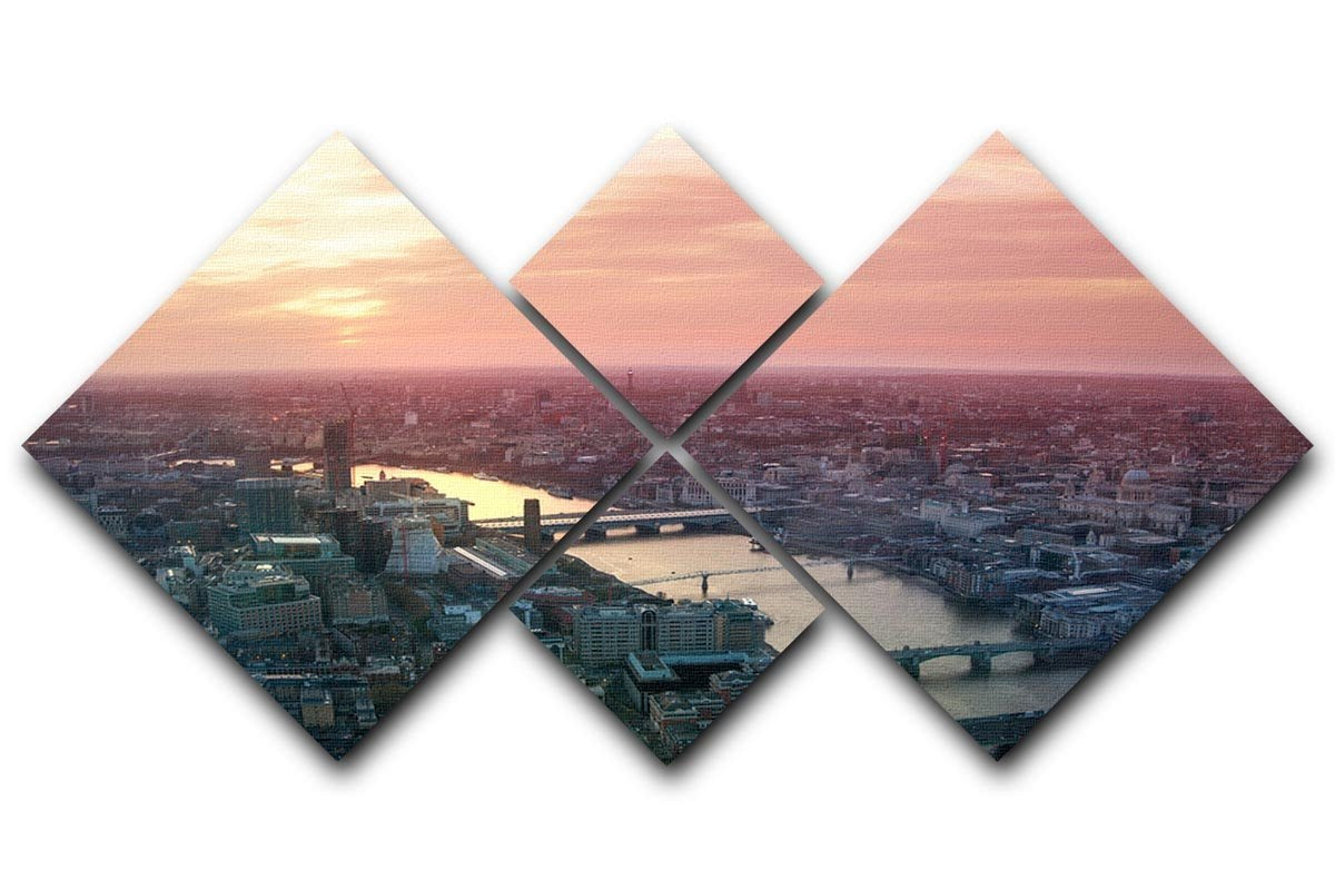 London business and financial aria view 4 Square Multi Panel Canvas  - Canvas Art Rocks - 1