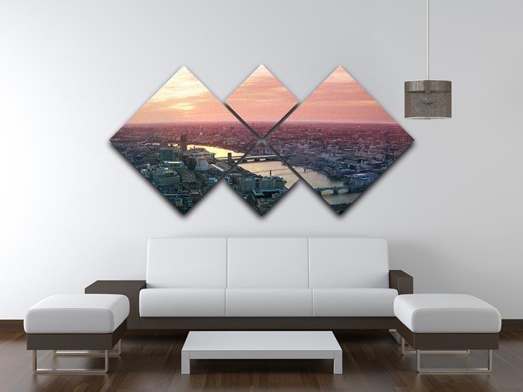 London business and financial aria view 4 Square Multi Panel Canvas  - Canvas Art Rocks - 3