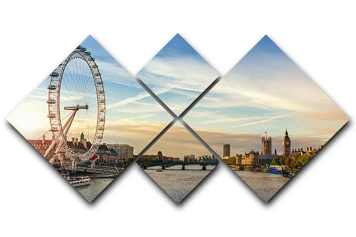 London morning sunrise 4 Square Multi Panel Canvas  - Canvas Art Rocks - 1