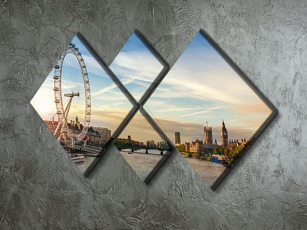 London morning sunrise 4 Square Multi Panel Canvas  - Canvas Art Rocks - 2