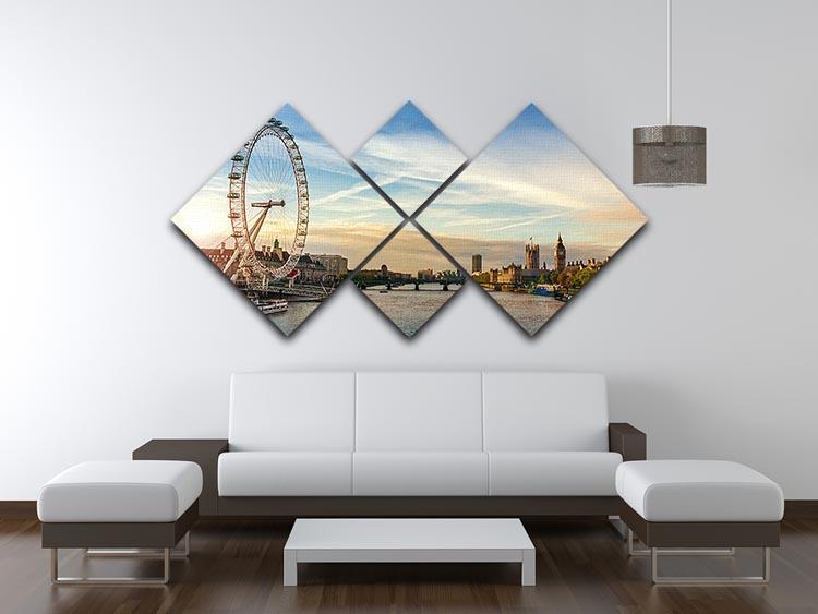 London morning sunrise 4 Square Multi Panel Canvas  - Canvas Art Rocks - 3