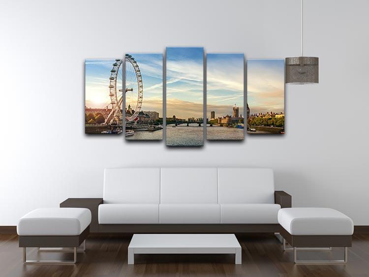 London morning sunrise 5 Split Panel Canvas  - Canvas Art Rocks - 3